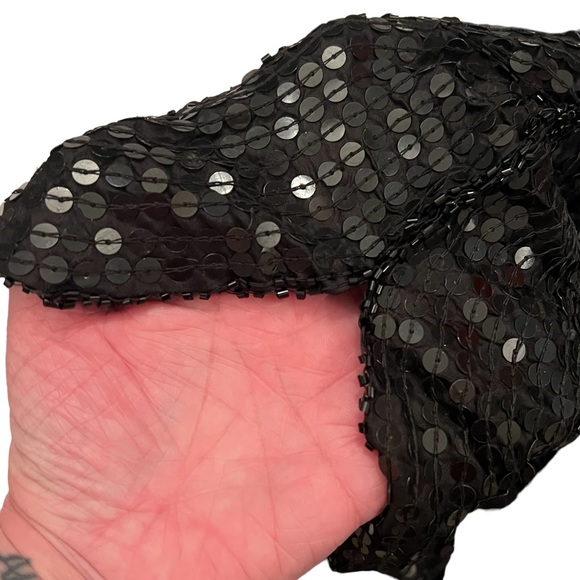 NWT Vintage Infashions Black Sequined and Beaded Butterfly Cape Shawl 100% Silk - Picture 5 of 15